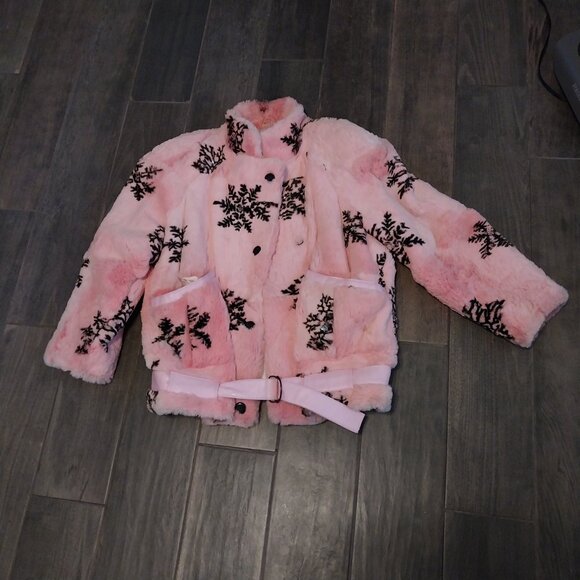 Vintage pink Snowflake Rabbit fur coat dyed - Picture 13 of 16